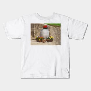 Pansies and Wooden Barrel 1 Kids T-Shirt